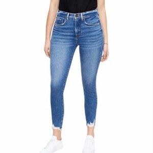 LOFT Curvy Skinny Medium Wash Distressed Frayed Hem Ankle Jeans 4/27
